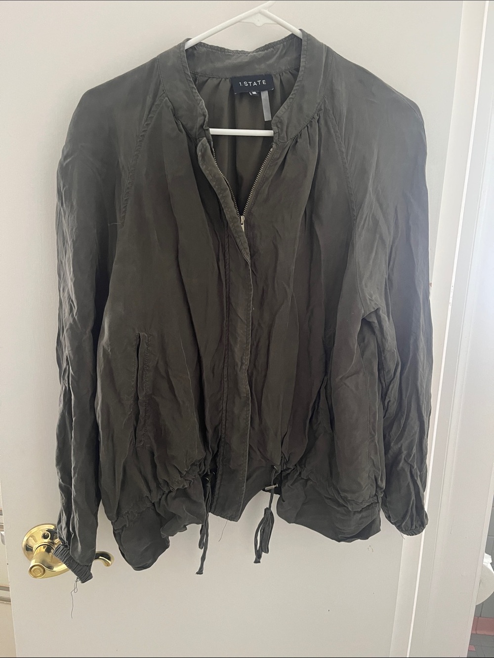 1. STATE Olive Green Lightweight Bomber Jacket - Picture 3 of 7